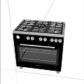 Black Gas Stove Oven Combo Kitchen Appliance With Multiple Burners And Knobs
