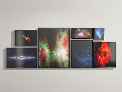 Colorful Cosmic Space Art With Nebula Galaxy And Stellar Scenery Wall Decor 3d model