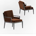 Modern Brown Leisure Chair With Plush Velvet Upholstery And Sleek Metal Frame