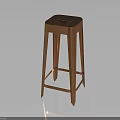 Modern Copper Metal Bar Stool With Square Seat And Slim Supportive Legs