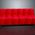 Stylish Modern Red Modular Sofa with Velvet Upholstery and Block Design