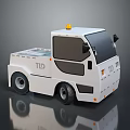 White Small Work Truck With Yellow Warning Light TID Logo And Flatbed Design 3d model