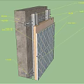 Building Component Sectional View With Insulation Layer Keel And Decorative Panel 3d model
