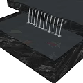 Elegant Garden Ornament Featuring Black Slate Water Basin With Koi Fish And Flowing Water
