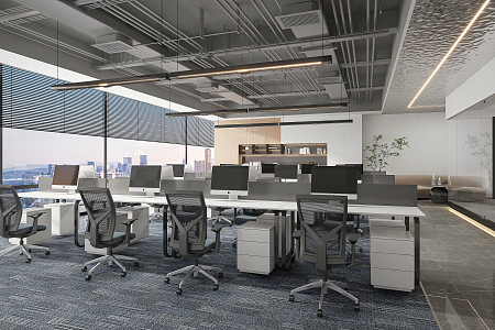 modern public office area open office area 3d model