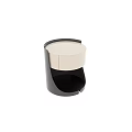 Modern Bedside Table Design With Beige Drawer And Black Curved Frame