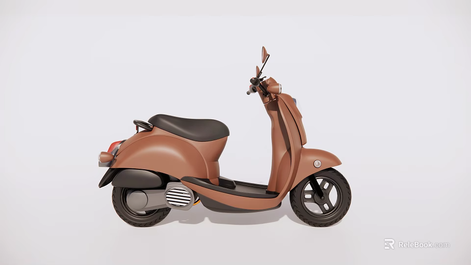 Modern Brown Scooter With Black Seat And Sleek Stylish Body Design 3d model 