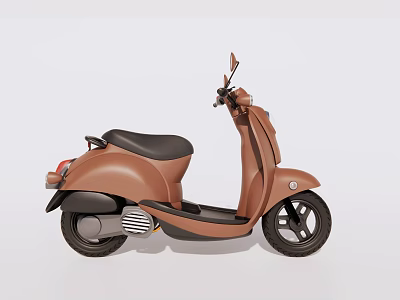 Modern Brown Scooter With Black Seat And Sleek Stylish Body Design 3d model