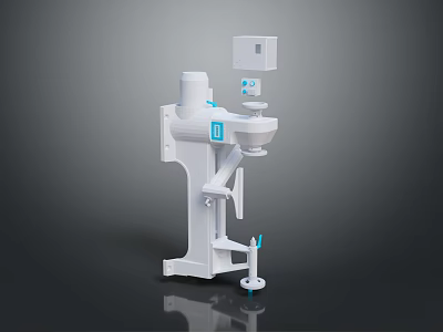 Professional White Medical Device With Blue Accents And Functional Components Design 3d model