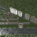 Aerial Planning of Residential Community With High Rise Low Rise Buildings Green Spaces Roads and Trees
