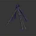 Rustic Triangular Campfire Structure Built With Natural Twigs In Outdoor Setting