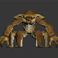 Orange Ferocious Game Movie Character 3D Model With Carapace Back And Multiple Limbs