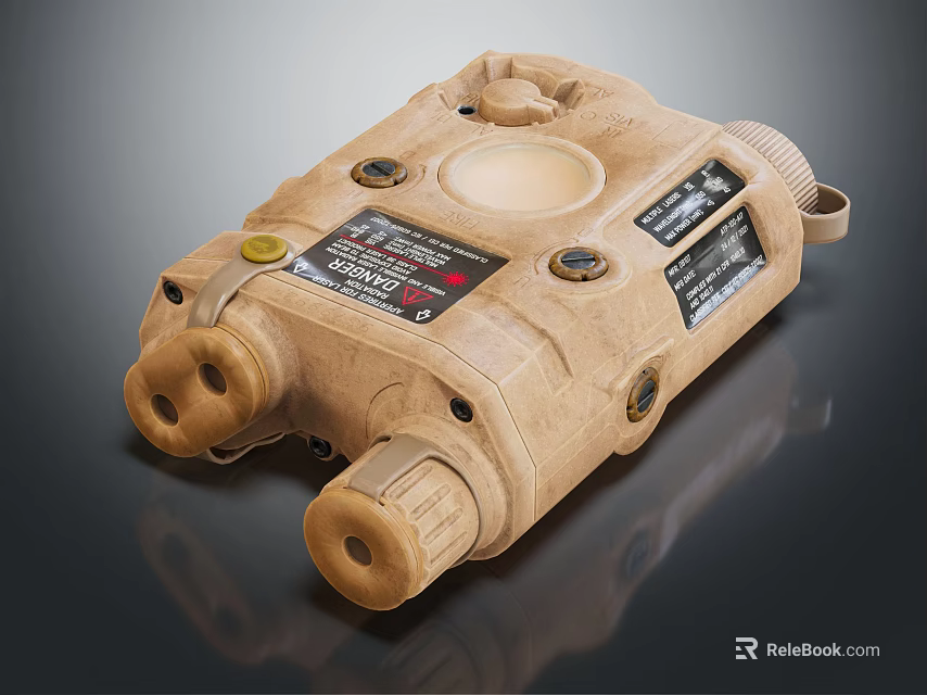 Rugged Beige Commercial Equipment With Multiple Ports Labels Connectors And Durable Design 3d model 