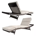 Outdoor Wicker Lounge Chair With Adjustable Backrest And Beige Comfortable Cushions