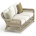Outdoor Rattan Three Seater Sofa With Comfortable Neutral Cushions For Patio Furniture Design
