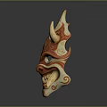 Red Decorative Mask With Horns Tusks And Traditional Patterns For Home Living Essentials