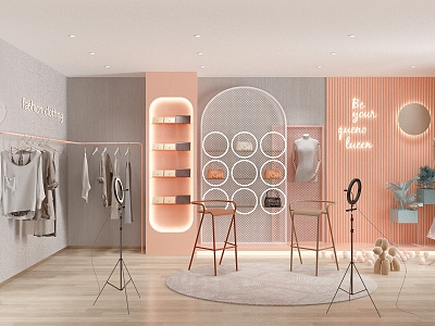 Clothing Store Clothing Storefront Beauty Nail Shop Hanger Exhibition Hall Display Rack 3d model