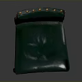 Classic Green Leather Chair With Wooden Frame And Golden Emblem On Backrest