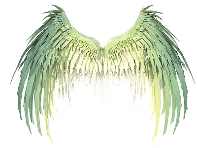 Unique Wing Shaped Decorative Pendant With Green And Yellow Gradient Color 3d model