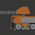Orange Construction Machinery Set With Crusher Truck Barrels And Traffic Cones