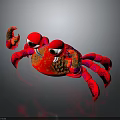 Red Crab Shaped Decorative Furniture Piece With Colorful Floral Patterns