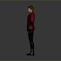 Male Character In Red And Black Coat With Black Pants Boots And Gloves