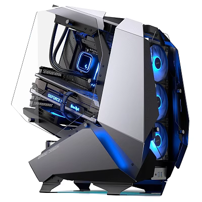 High Performance Gaming PC Case With Transparent Panel Blue LED Lighting And Cooling Fans 3d model