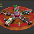 Toy Cars On Circular Track With Multiple Lanes And Control Tower