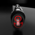 Red Laser Lightsaber With Black And Silver Hilt Design And Metallic Accents