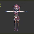 Pink Haired Game and Movie Character with Pigtails Red Outfit Red Shoes and Outstretched Arms