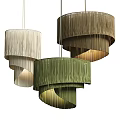 Modern Stylish Layered Chandeliers with Beige Brown Green Tassel Like Design