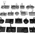 Assorted Kitchen Sinks With Various Designs Including Single Double Bowls And Faucets 3d model