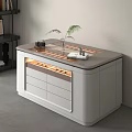 Modern Sleek White Jewelry Cabinet With Glass Top Illuminated Drawers And Decorative Plants