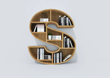 Creative Bookcase Creative Bookshelf Letter Bookcase Shelf Bookshelf 3d model