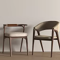 Modern Dining Chairs With Curved Backrest Wooden Frame And Beige Fabric Seats