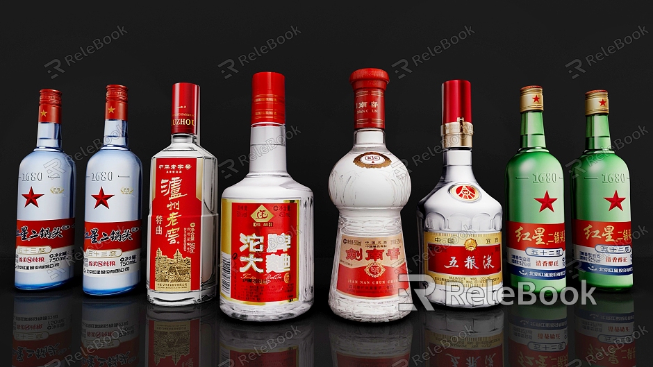 Liquor Baijiu Erguotou Wuliangye Tuopai Jiannanchun Foreign Wine Snowflake Beverage Bottle Cans Wine Bottle Champagne Cocktail model