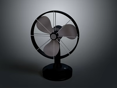 Black Table Fan With Three Rotating Blades And Stable Base 3d model