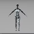 Futuristic Humanoid Robot Character With Silver White Mechanical Body And Detailed Structure 3d model