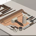 Assorted Hardware Tools Displayed On White Table