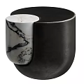 Modern Black Coffee Table With Unique Base Design And Marble Accent Cup 3d model