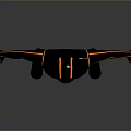 Sci Fi Game And Movie Character With Black Orange Tight Suit And Blue Glowing Head