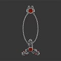 Elegant Silver Bracelet With Red Gemstone Accents And Intricate Craftsmanship Design