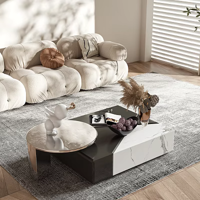 Modern Double Bed With Upholstered Headboard In Stylish Bedroom Interior 3d model