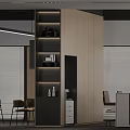 Modern Minimalist Open Plan Office With Ergonomic Workstations Integrated Storage Shelves And Sleek Hanging Lights