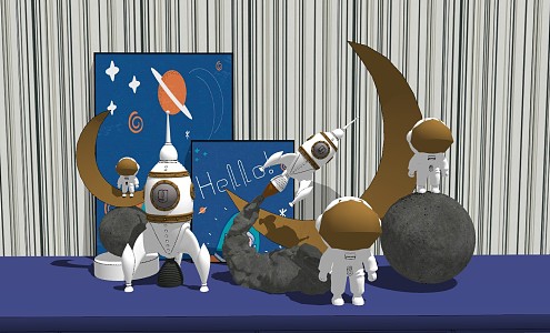 Modern Ornaments Combination Astronaut Ornaments 3d model