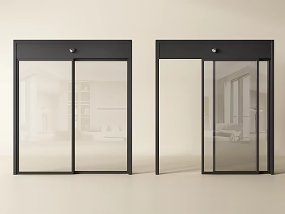 Modern Sliding Doors With Black Frames And Transparent Glass For Interior Space 3d model