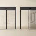 Modern Sliding Doors With Black Frames And Transparent Glass For Interior Space