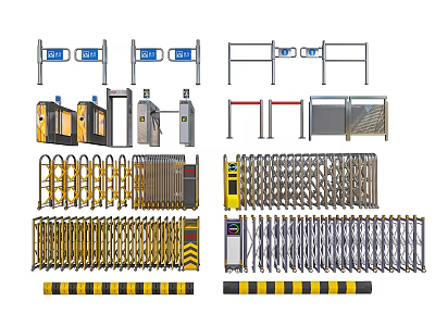 Different Types Of Security Gate Barriers Featuring Access Control And Retractable Models 3d model
