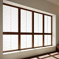 Wooden Frame Casement Windows With Blinds And Multiple Panes In Bright Interior Room