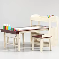 Wooden Children's Table With Colorful Chairs And Storage Shelf For Kids Playroom